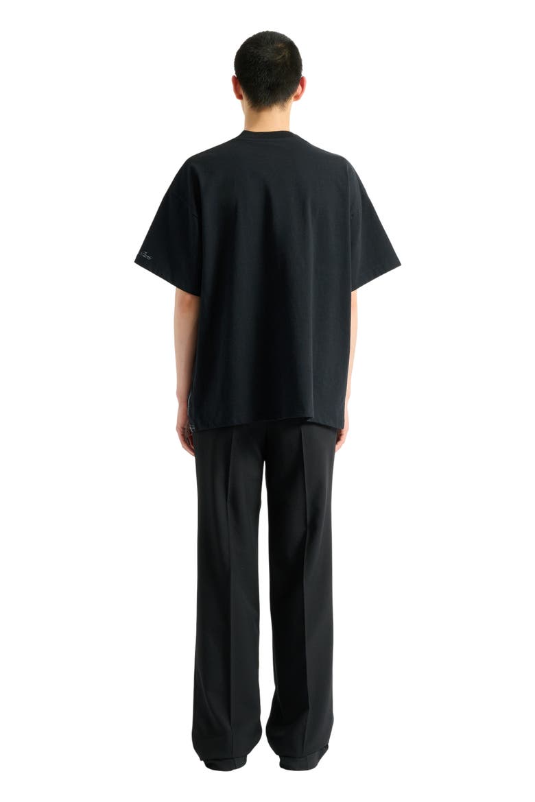 Printed Balmain Flower T-Shirt, Alternate, color, black