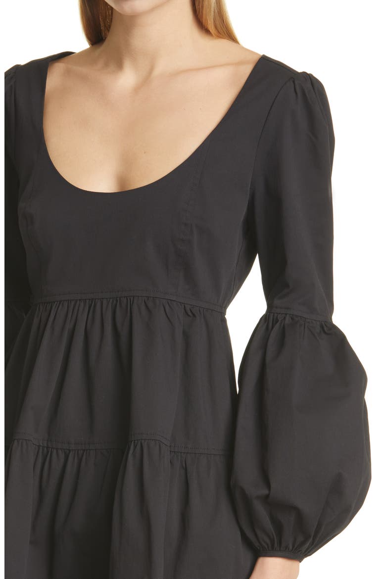 Rose Long Sleeve Babydoll Dress, Alternate, color, BLACK