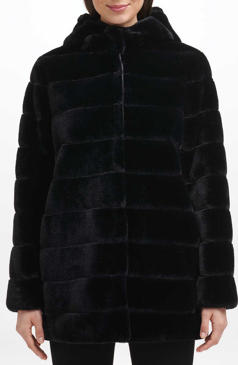 Kenneth Cole New York Grooved Faux Fur Jacket, Alternate, color, 