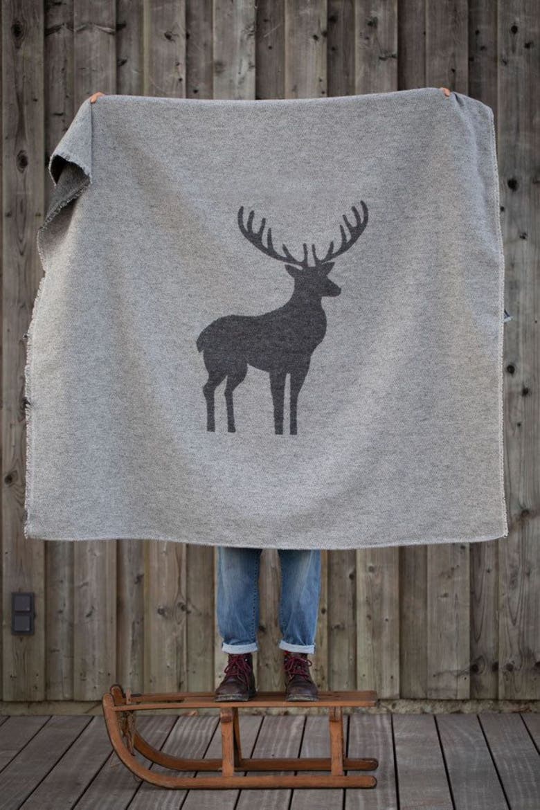 Luca Centered Deer Throw, Alternate, color, Grey