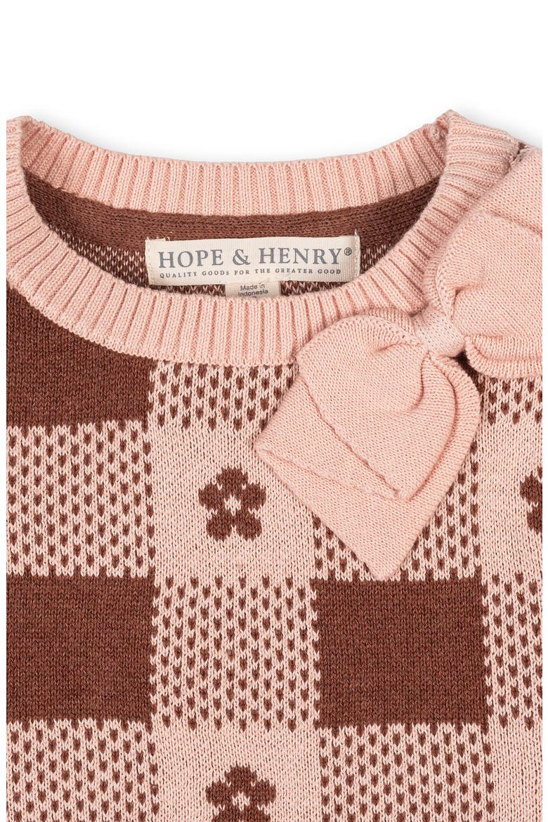 Kids' Organic Bow Detail Intarsia Sweater, Alternate, color, Cinnamon Heather Intarsia