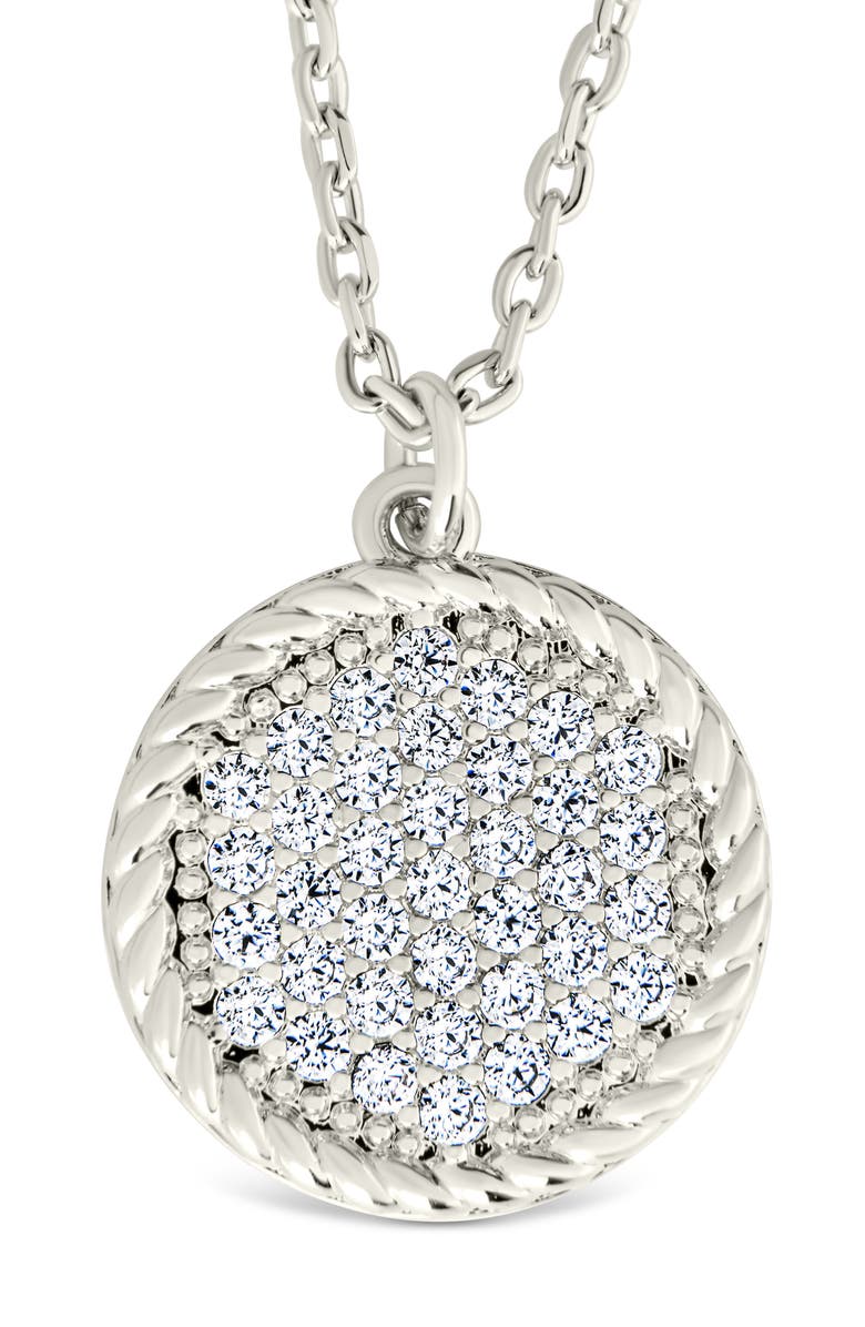 Sterling Forever Landyn CZ Circle Pendant Necklace, Main, color, Silver