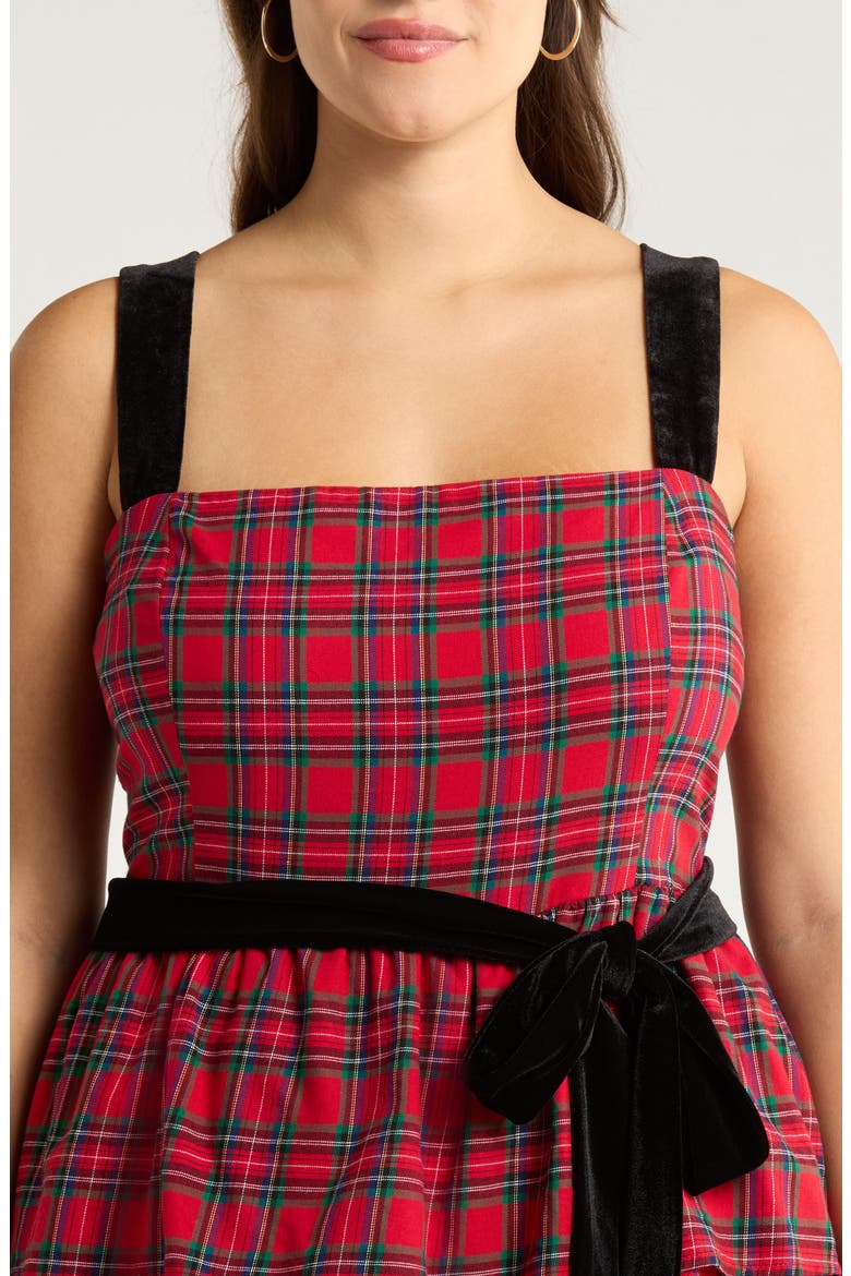 Arvada Plaid Mari Smocked Tiered Maxi Dress, Alternate, color, RED-MULTI