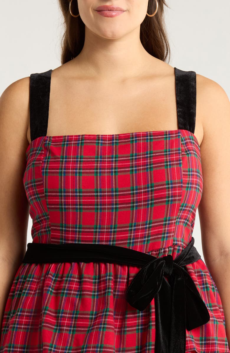 SUGARLIPS Arvada Plaid Mari Smocked Tiered Maxi Dress, Alternate, color, Red-Multi