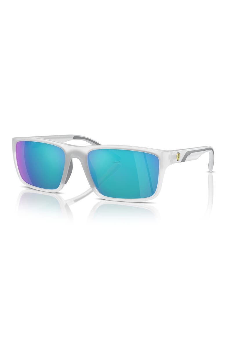 59mm Mirrored Rectangular Sunglasses, Alternate, color, GREY
