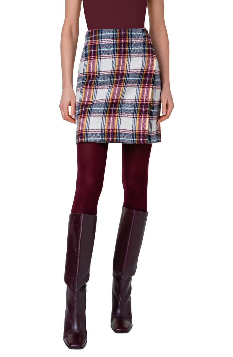 Akris punto Tartan Plaid Virgin Wool Flannel Skirt, Main, color, 