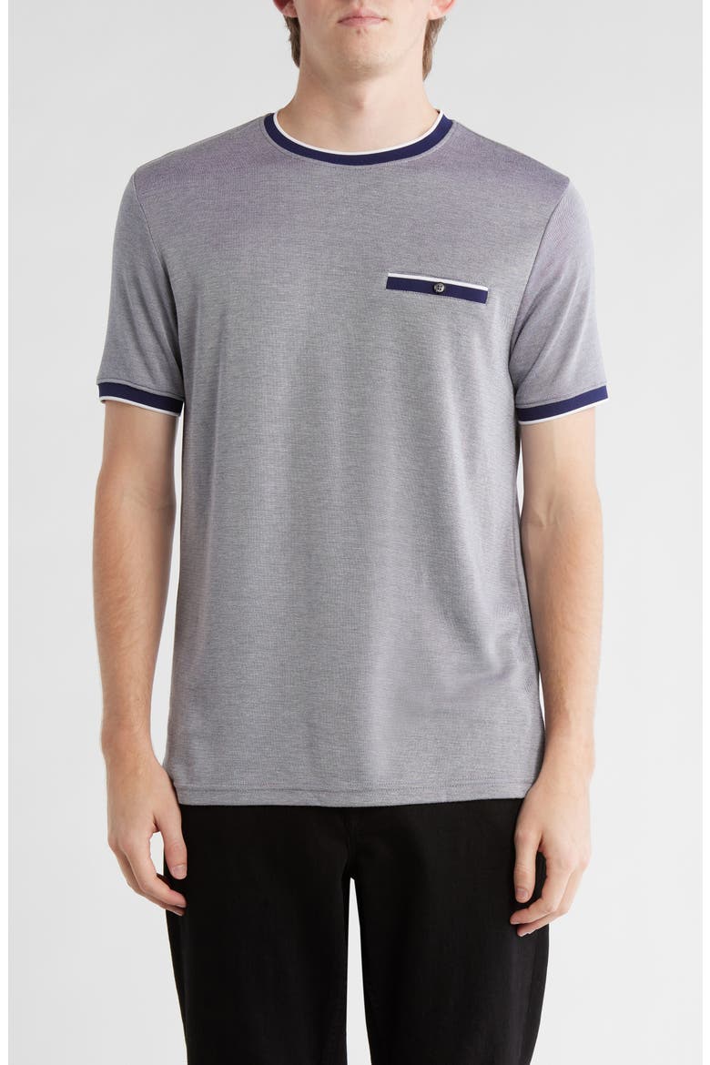 Tipped Crewneck Knit T-Shirt, Main, color, NAVY