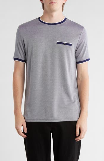 Cactus Man Tipped Crewneck Knit T-shirt In Blue