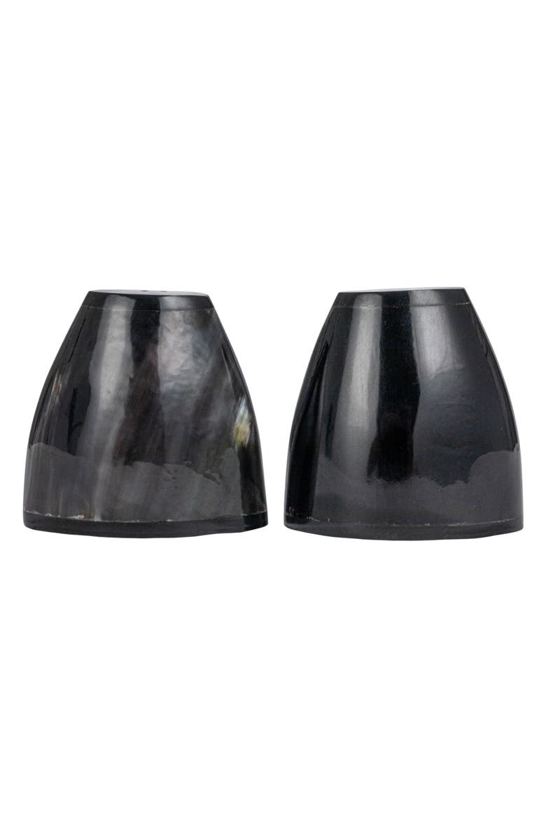 Round Horn Salt and Pepper Shakers, Black, Alternate, color, Black
