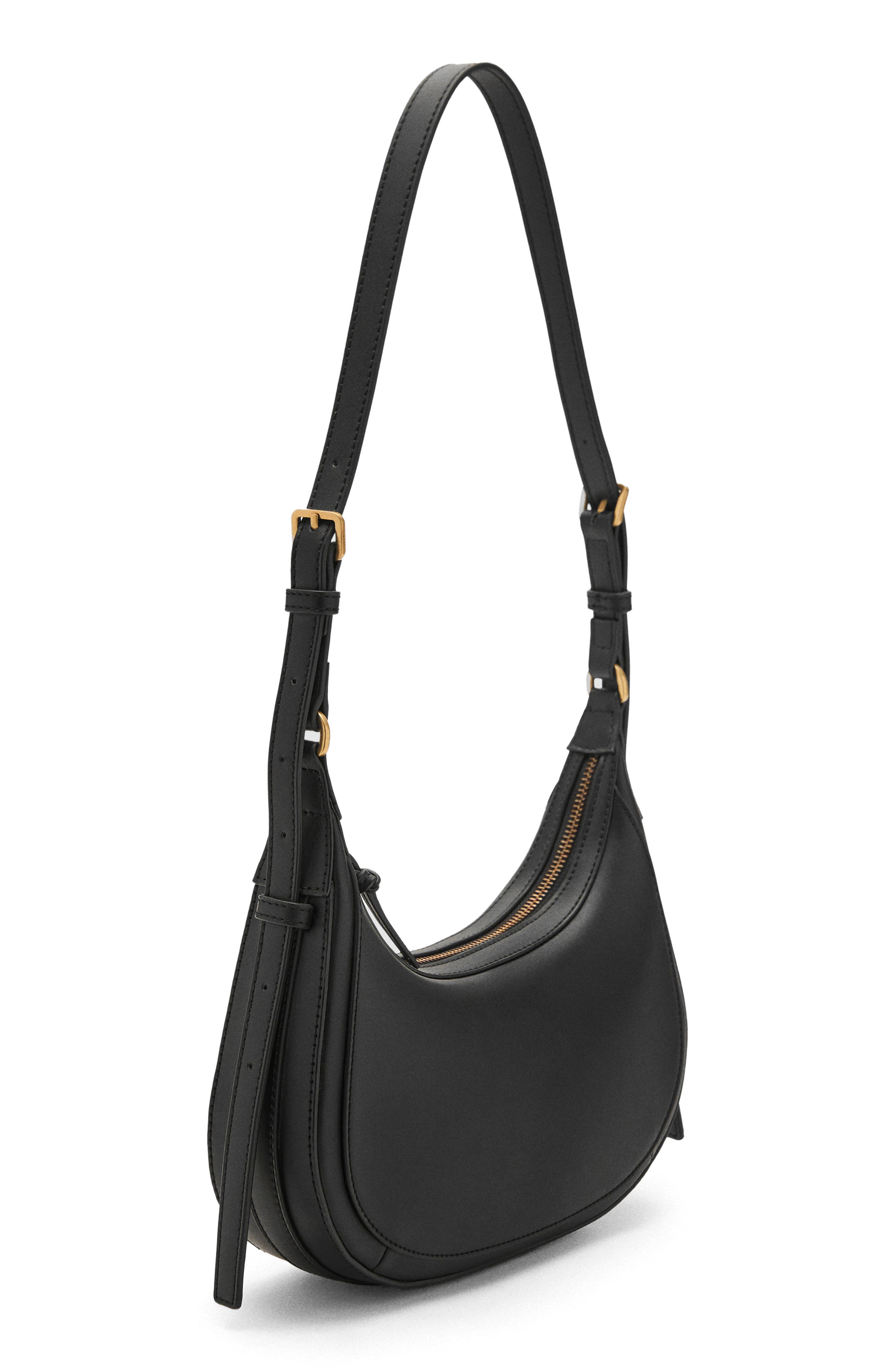 MANGO Oval Faux Leather Shoulder Bag, Main, color, 