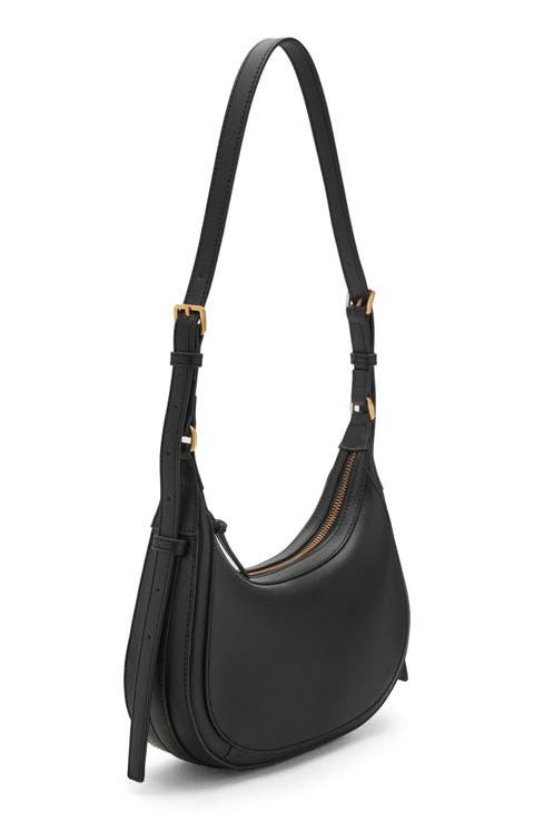 Oval Faux Leather Shoulder Bag
