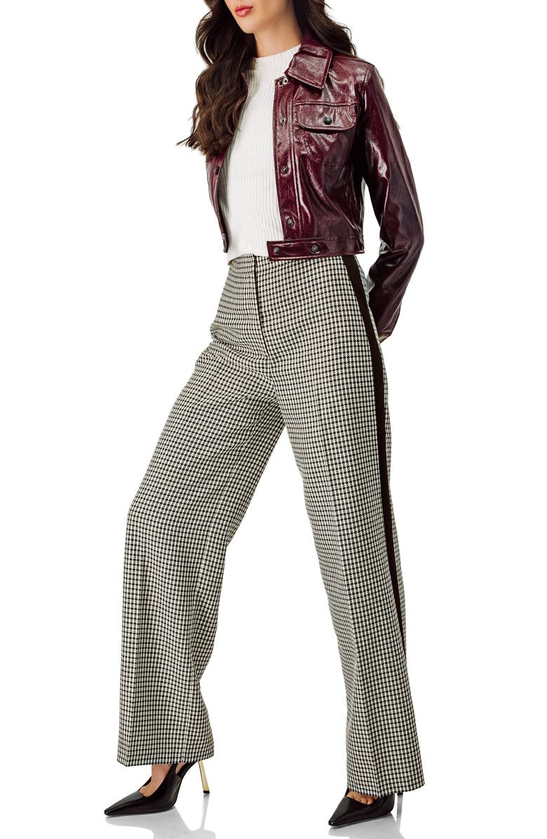IVONNE Checkered Wide-Leg Trousers With Side Stripe, Alternate, color, Black