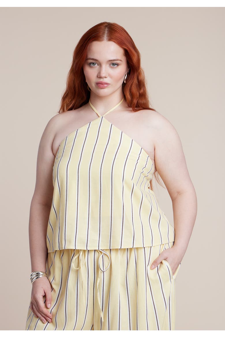 Linen Halter Top, Alternate, color, SUNLIGHT STRIPE