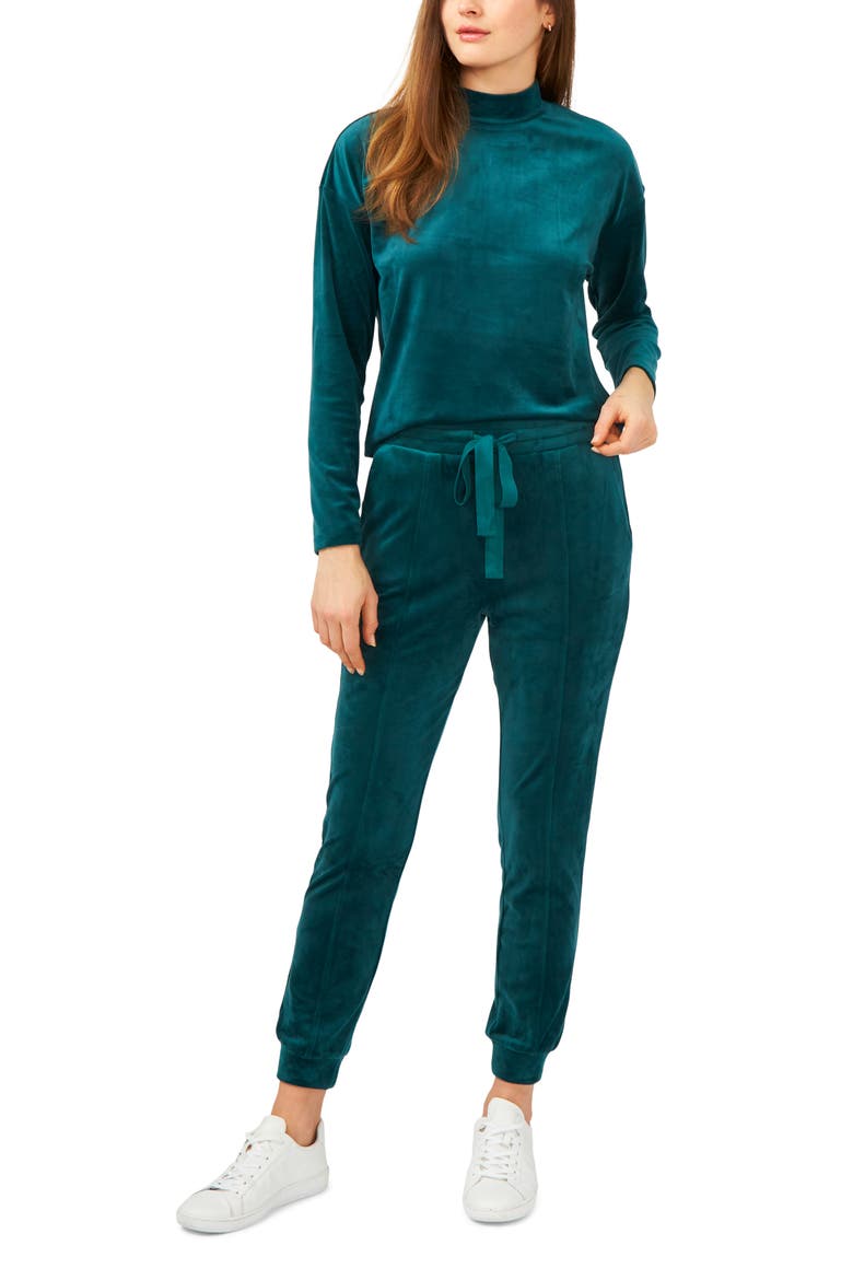 Velour Turtleneck Top, Alternate, color, GREEN FOREST
