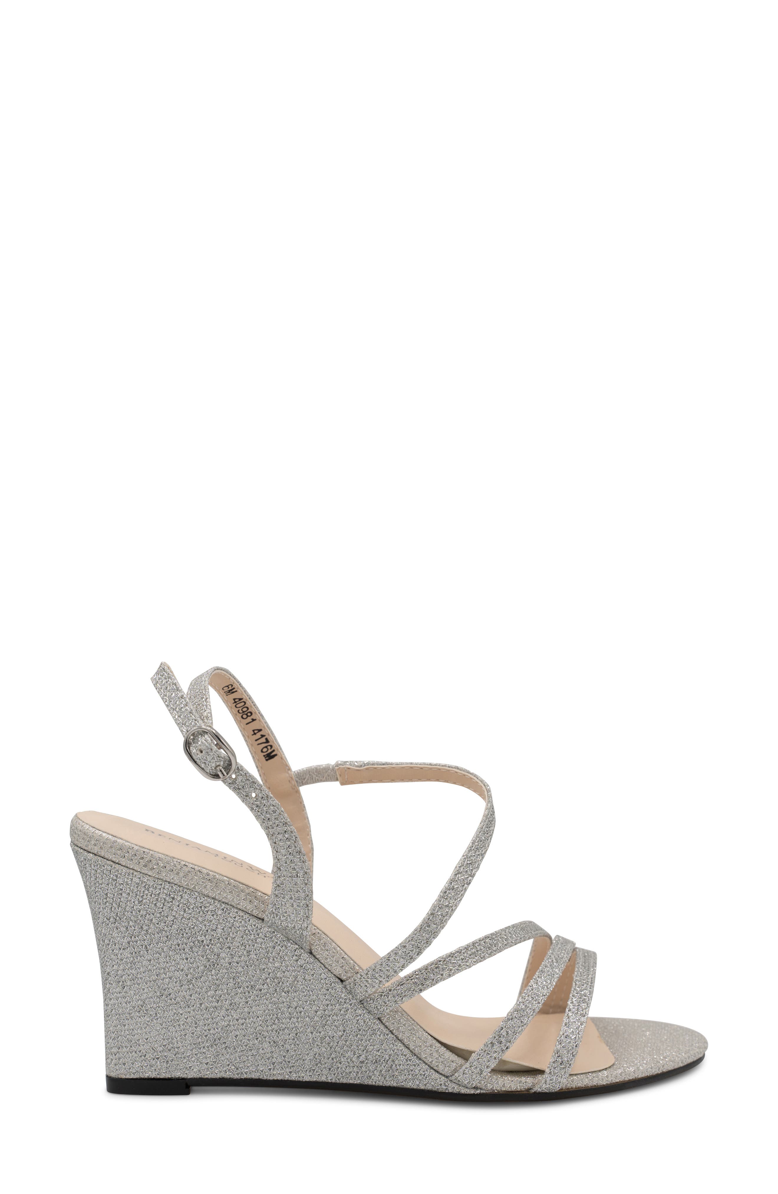Phyllis Shimmer Wedge Sandal, Alternate, color, SILVER