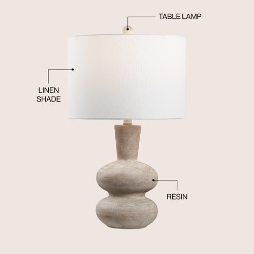 Jonathan Y Matheo 24" Modern Minimalist Sculptural Oak-grain Resin Led Table Lamp In Brown