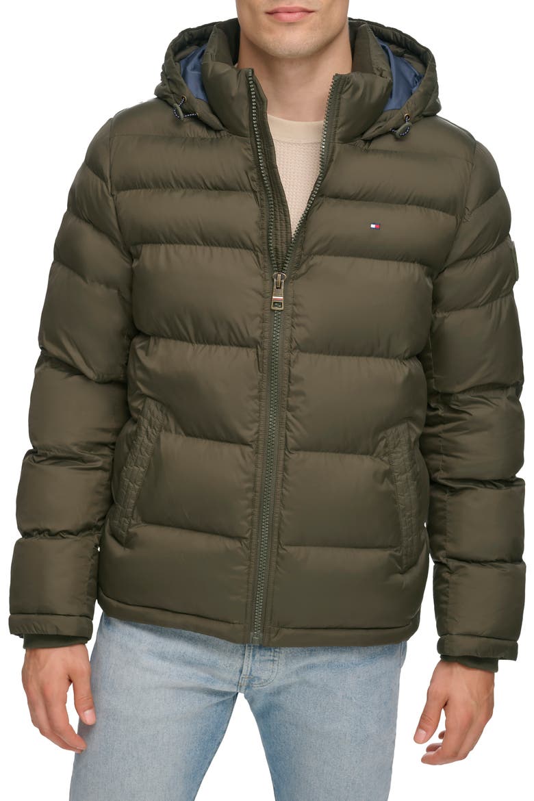 Hooded Puffer Jacket, Main, color, OLIVE