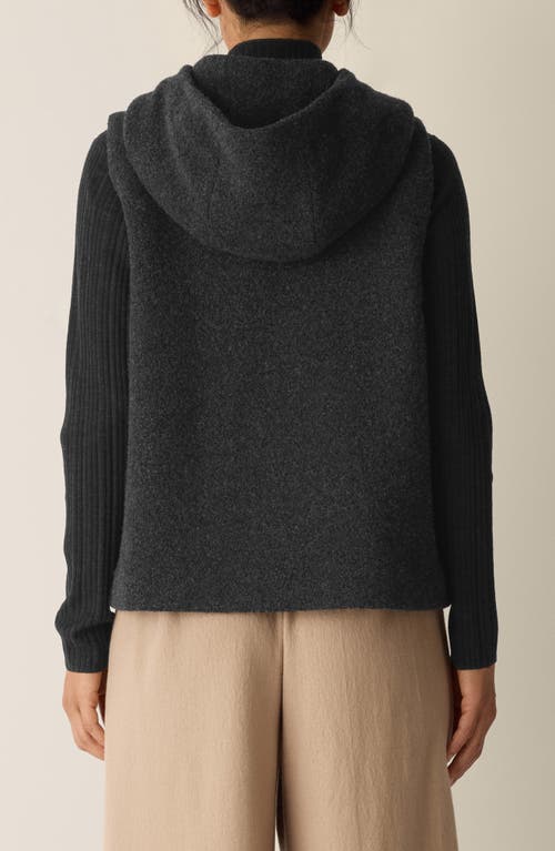 Eileen Fisher Wool Blend Hooded Vest In Gray