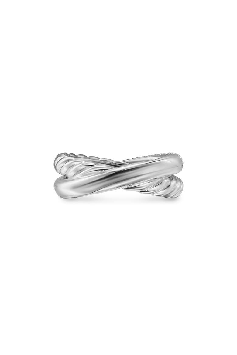 Crossover Two-Row Ring in Sterling Silver with Diamonds, 7.5mm, Alternate, color, STERLING SILVER