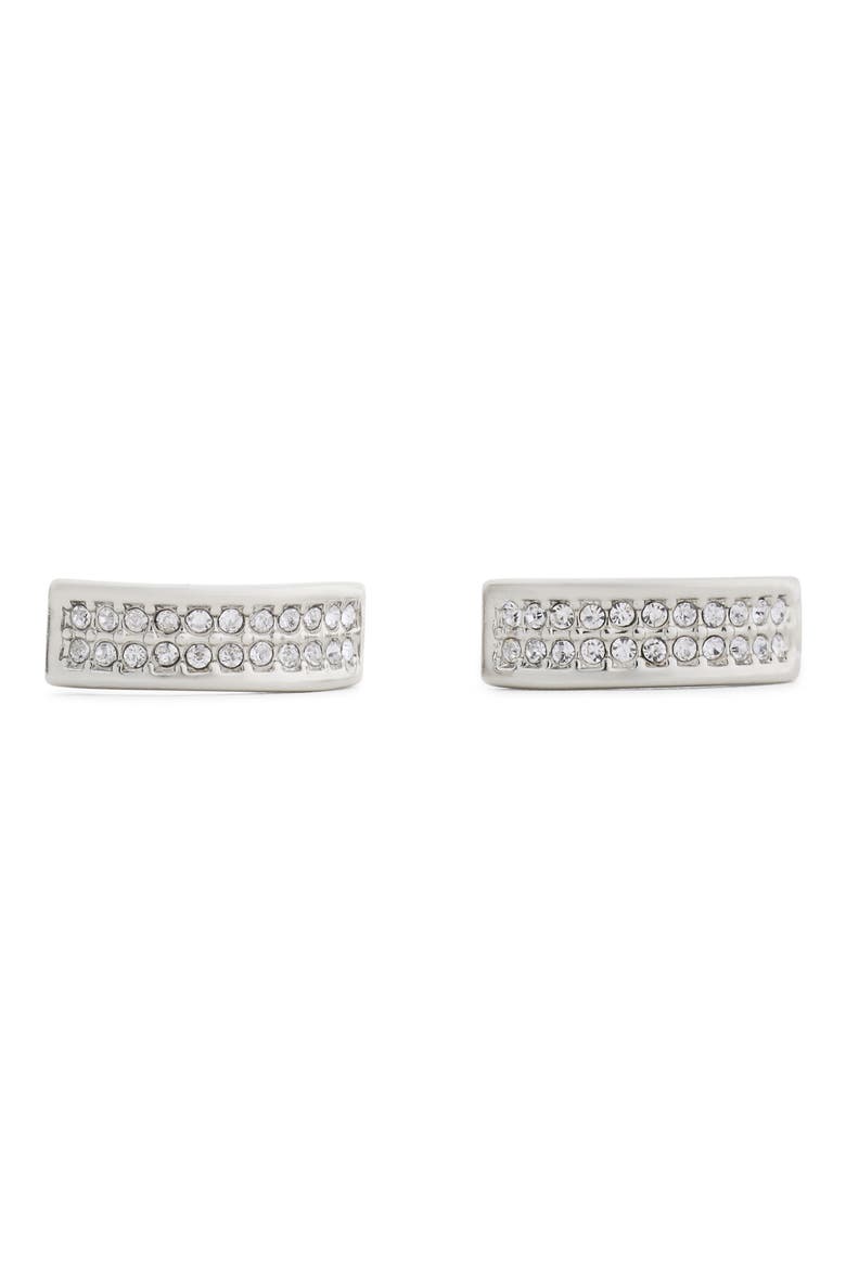 Pavé Crystal Huggie Hoop Earrings, Alternate, color, CRYSTAL