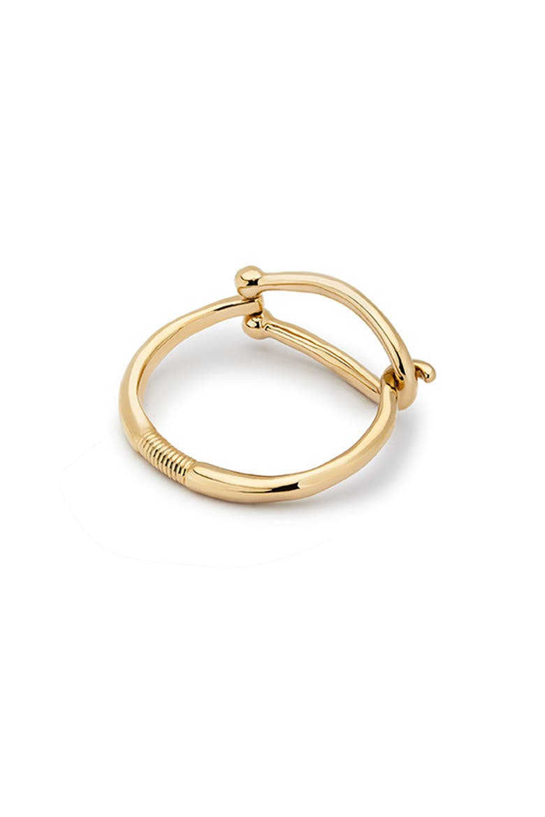 18K Gold-Plated Rigid Bracelet with Large Link and Inner Spring, Alternate, color, Gold