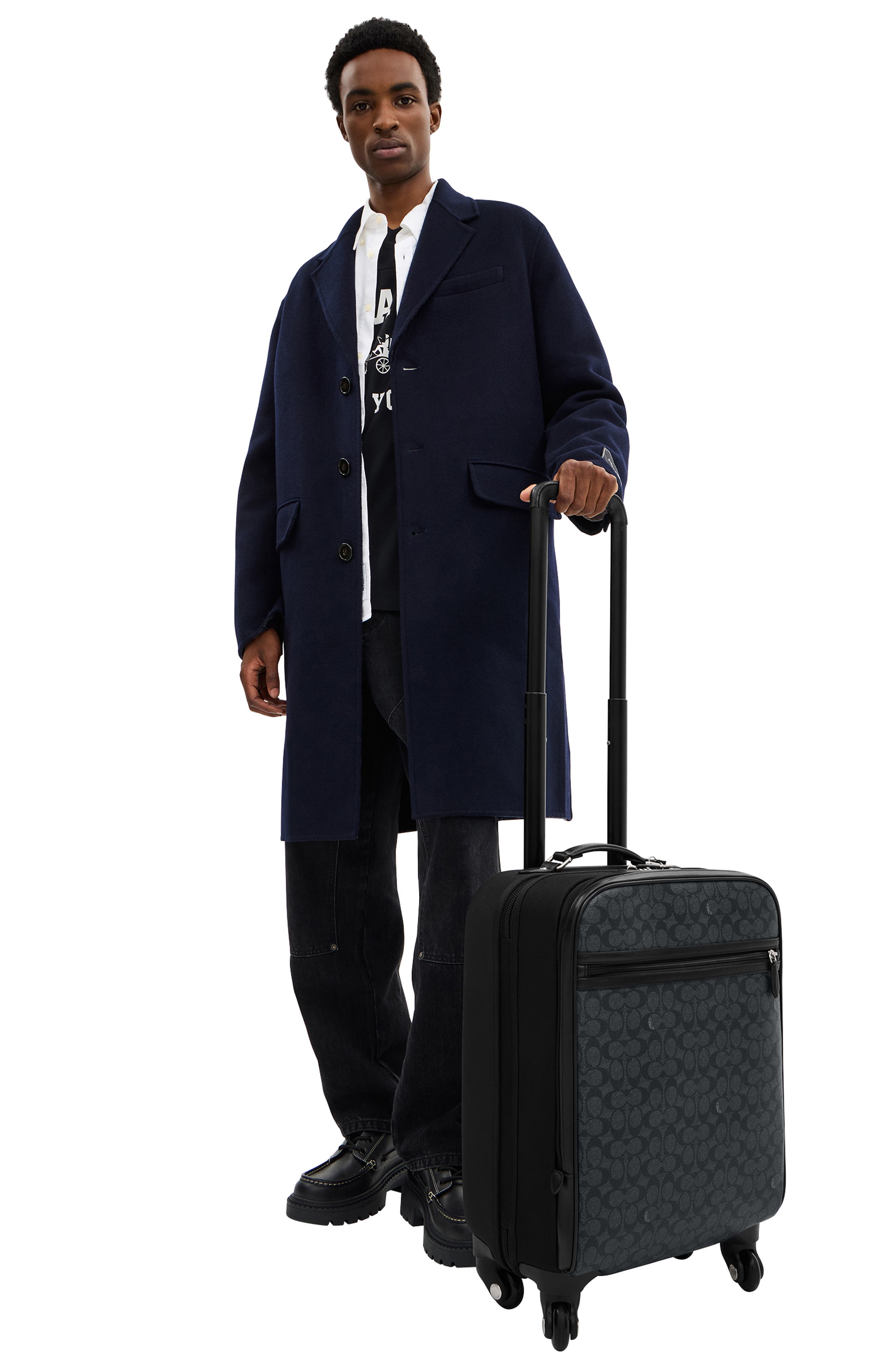 COACH Signature Canvas Wheeled Carry-On, Alternate, color, Charcoal
