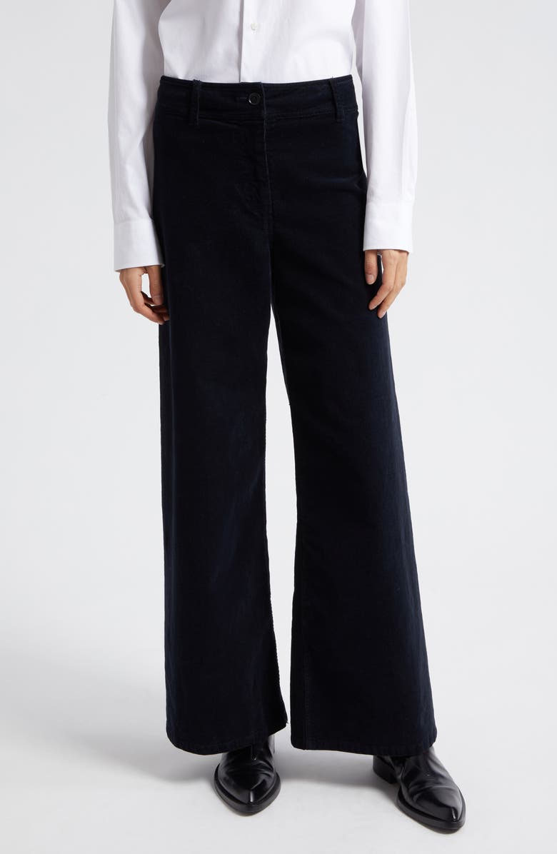 Nili Lotan Megan Corduroy Wide Leg Pants, Main, color, Midnight