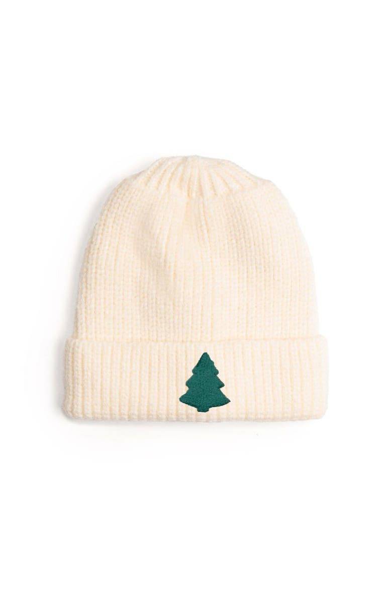 Tree Patch Christmas Beanie, Main, color, Natural