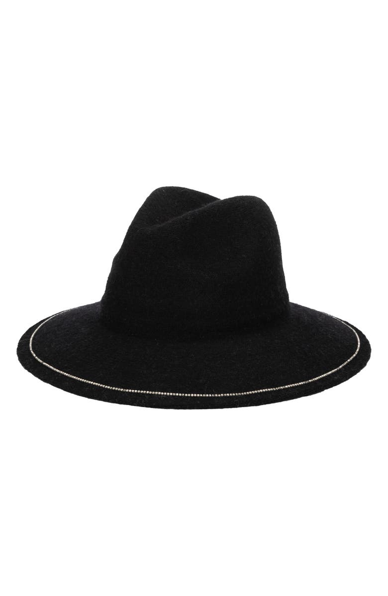 San Diego Hat Rhinestone Trim Knit Fedora, Main, color, Black