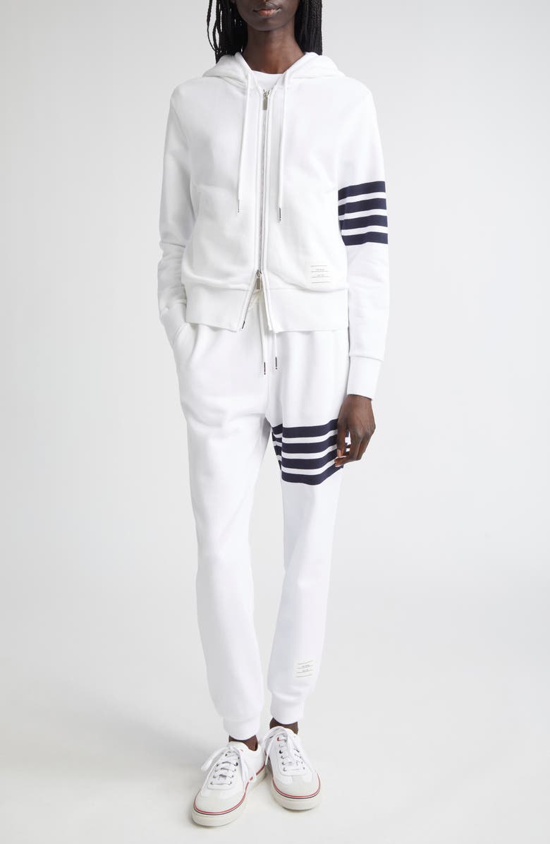 Thom Browne Classic 4-Bar Cotton French Terry Joggers, Alternate, color, White / Navy