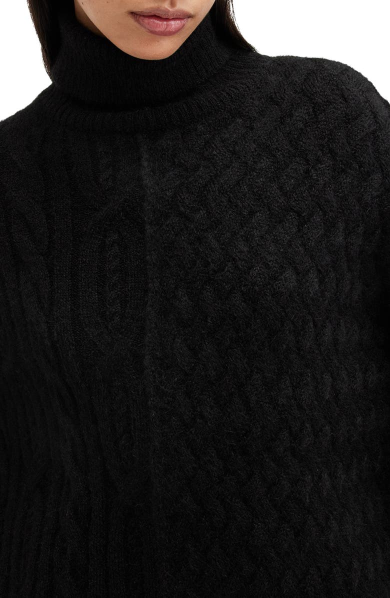 AllSaints Varla Turtleneck Cable Alpaca Blend Sweater, Alternate, color, Black