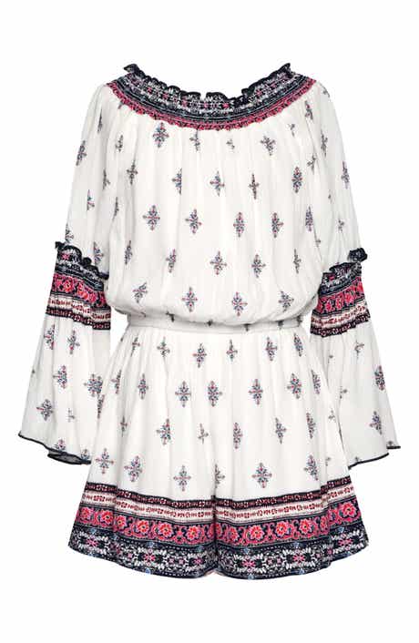 Print Long Sleeve Romper
