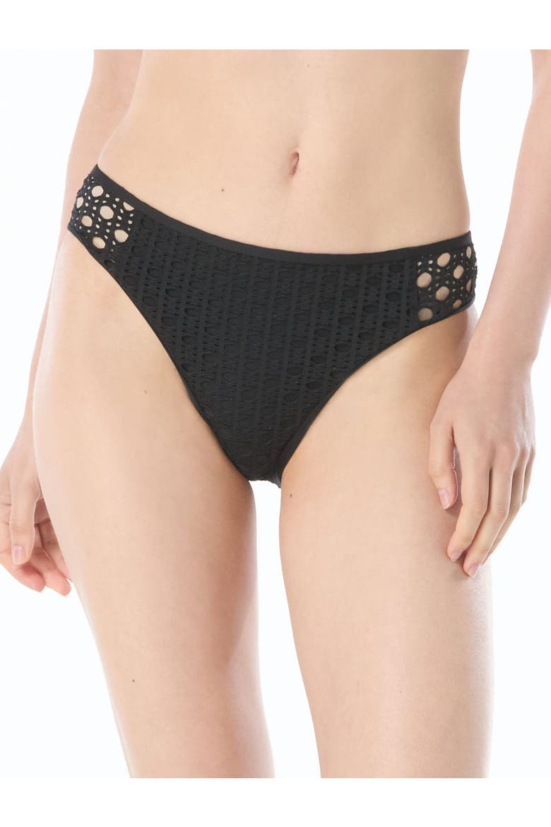 See Through Side Crochet Bikini Swim Bottom, Main, color, Black
