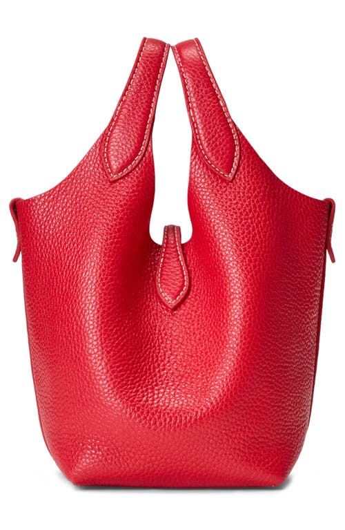 Polo Ralph Lauren Shiny Drum Leather Tote In Red