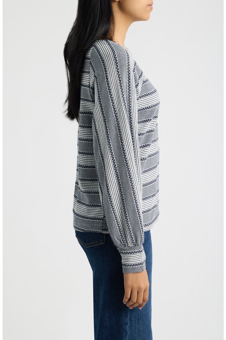 Raglan Stripe Knit Top, Alternate, color, IVORY/ DK NAVY