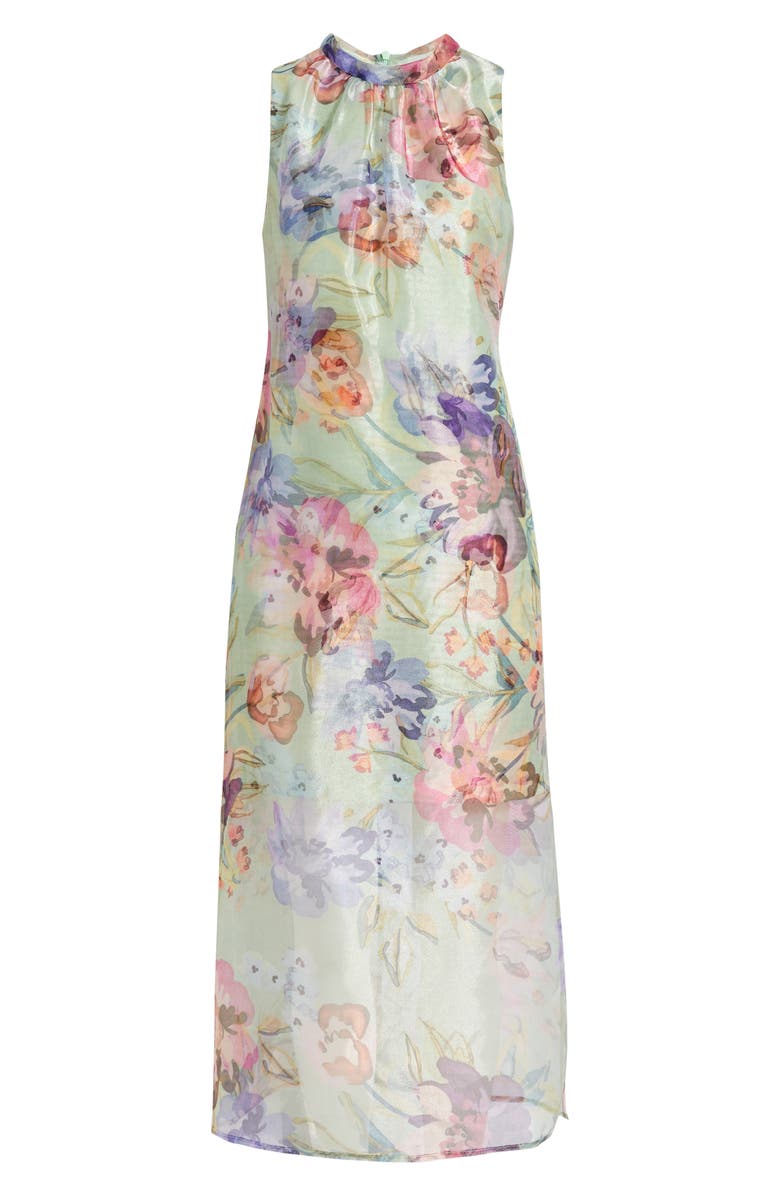 Vince Camuto Floral Sleeveless Organza Dress, Alternate, color, Aqua Combo