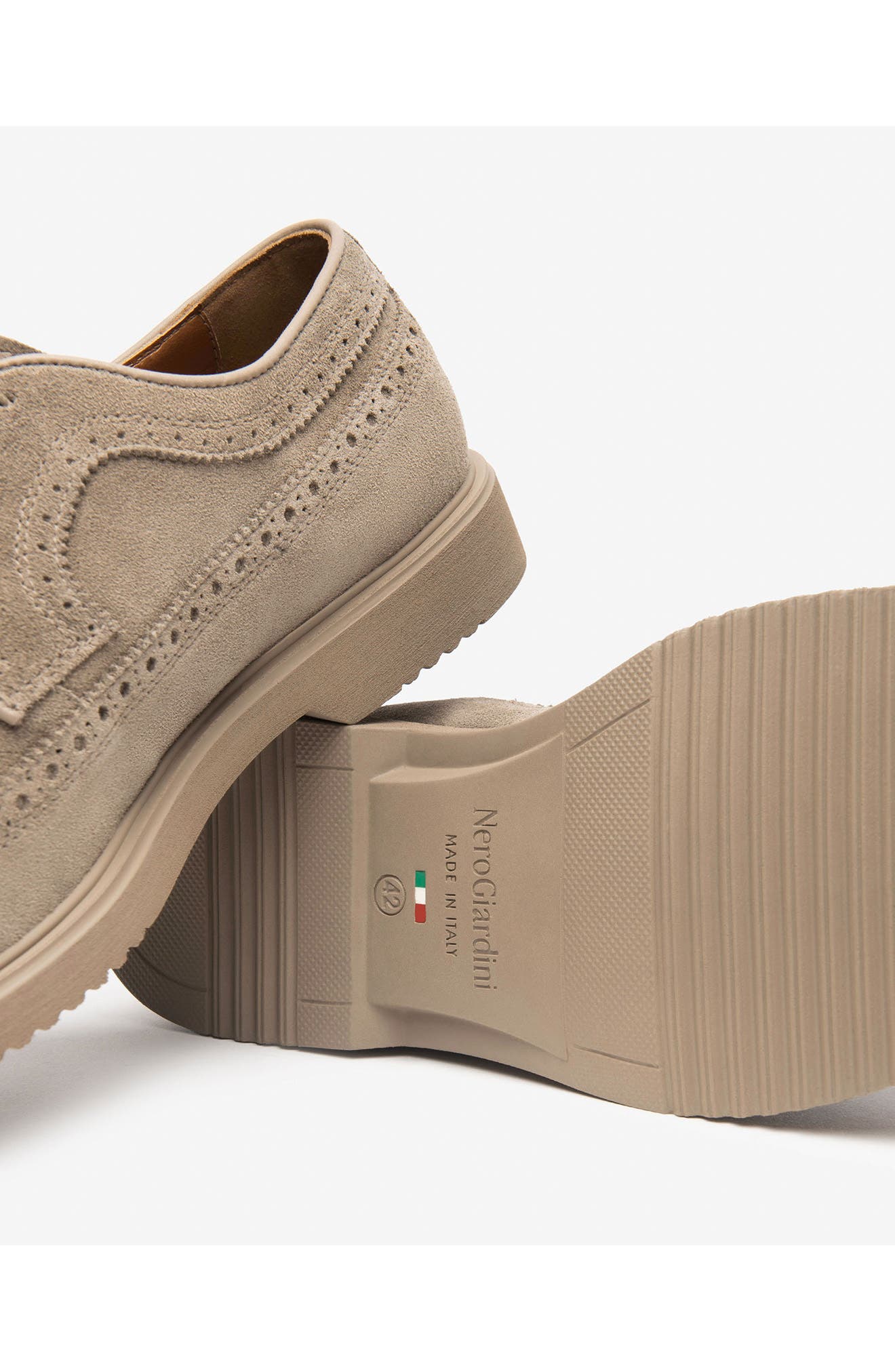 NeroGiardini Wingtip Derby, Alternate, color, Taupe