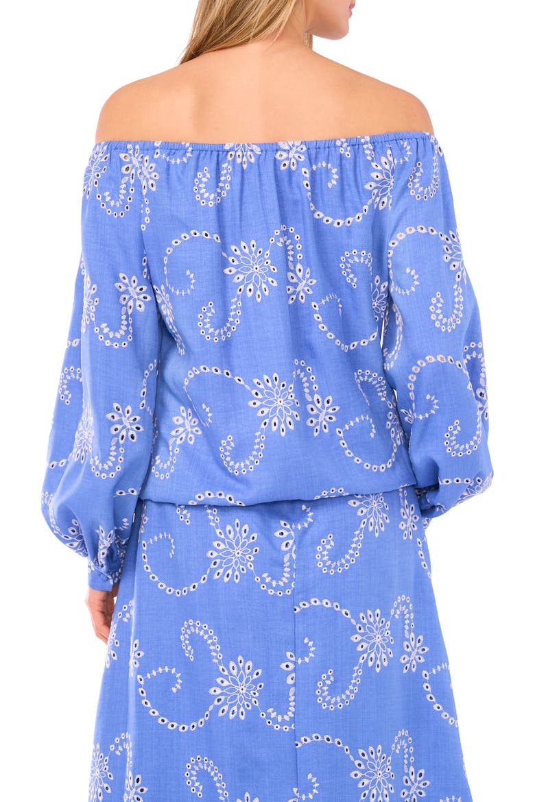 Eyelet Off the Shoulder Long Sleeve Top, Alternate, color, ULTRAMARINE