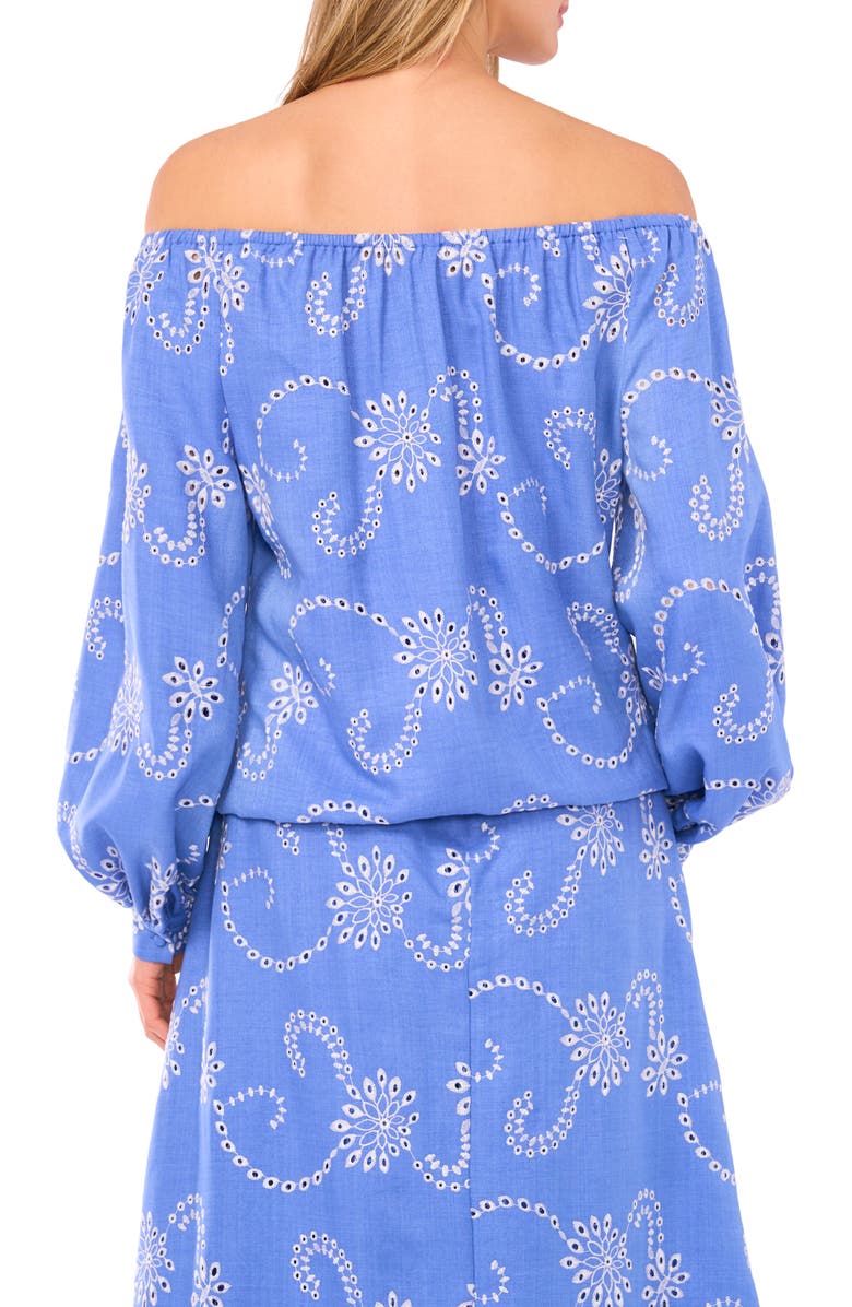 Vince Camuto Eyelet Off the Shoulder Long Sleeve Top, Alternate, color, Ultramarine