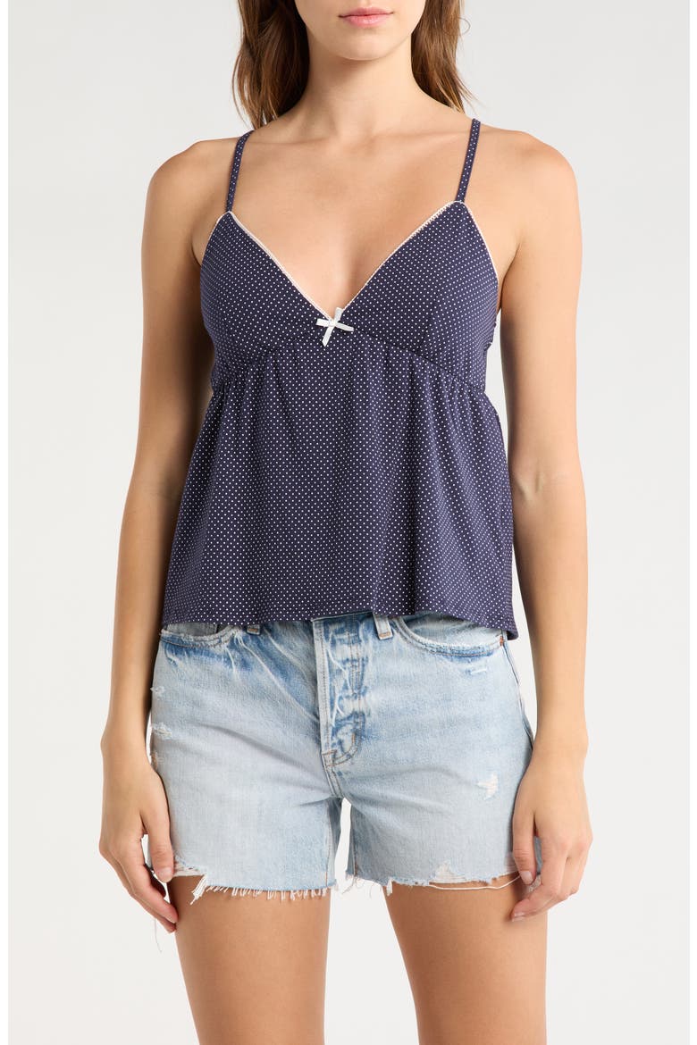 Picot Edge Babydoll Camisole, Main, color, NAVY