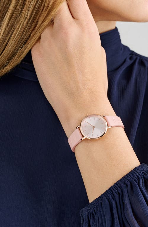 Ted Baker Classic Leather Strap Watch, 28mm In Pink