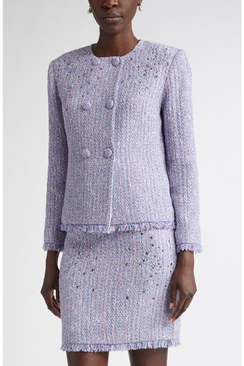Sinclair Monroe Tweed Jacket, Main, color, LIGHT VIOLET/ BLUE LAGOON
