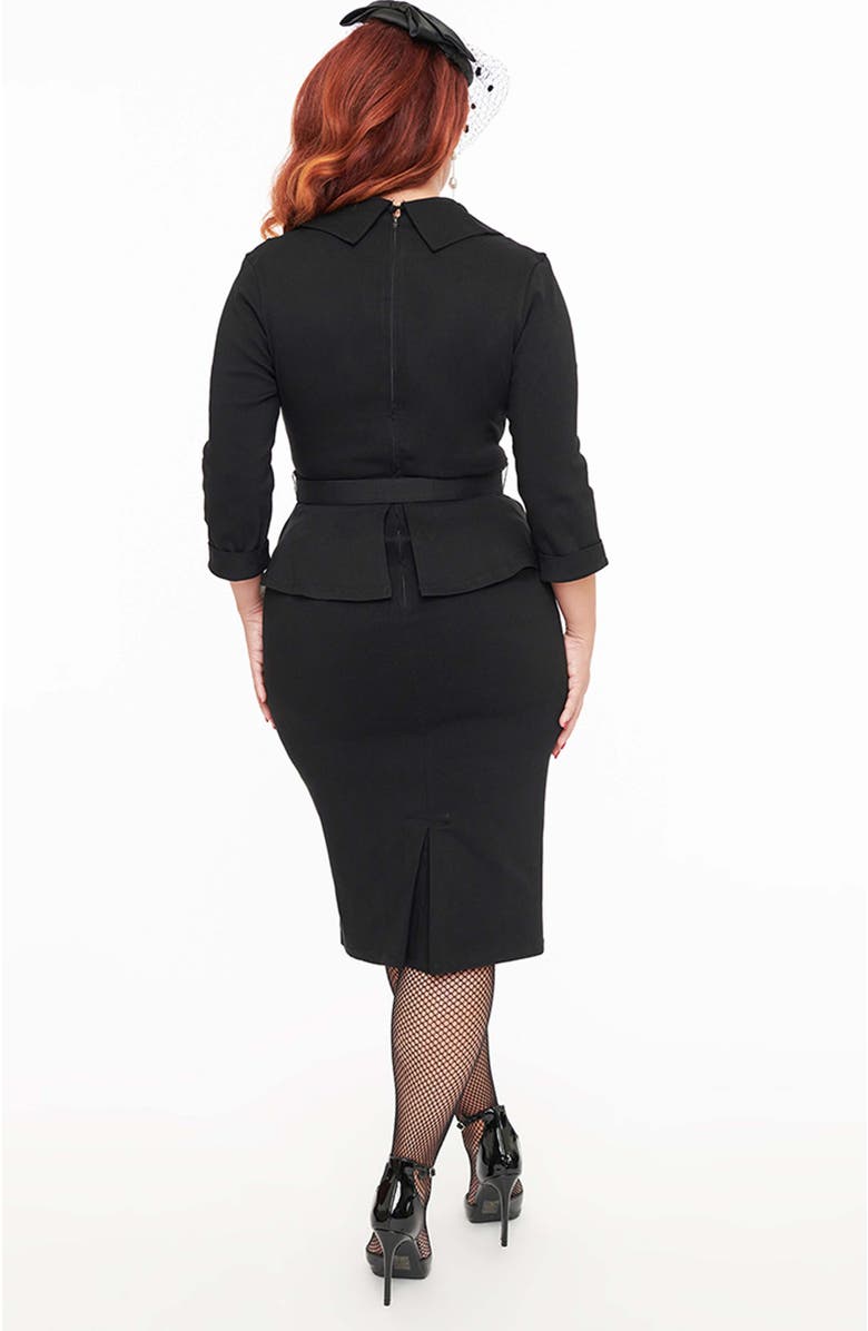 Unique Vintage Peplum Cooper Suit Pencil Dress, Alternate, color, Black