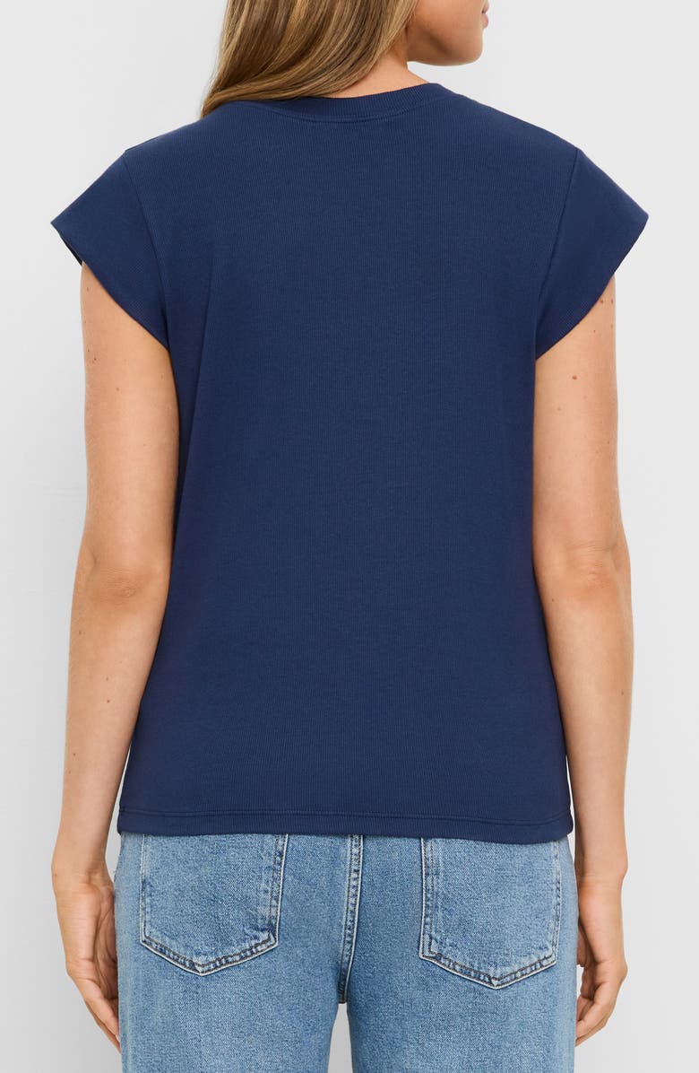 Michael Stars Rhea Power Shoulder Stretch Cotton Blend T-Shirt, Alternate, color, Nocturnal