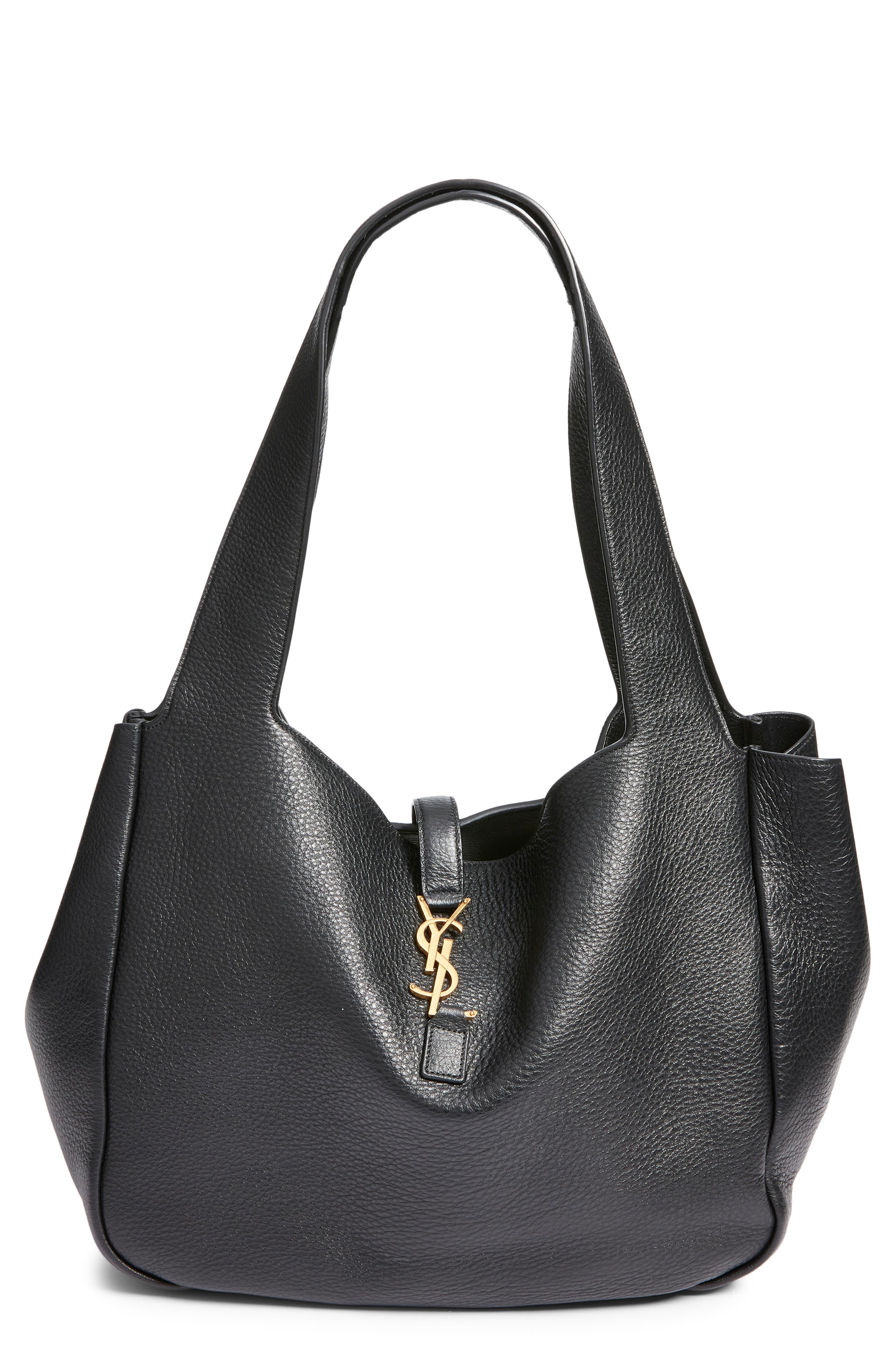 Saint Laurent Le 5 À 7 Bea Leather Tote, Main, color, 1000 Noir