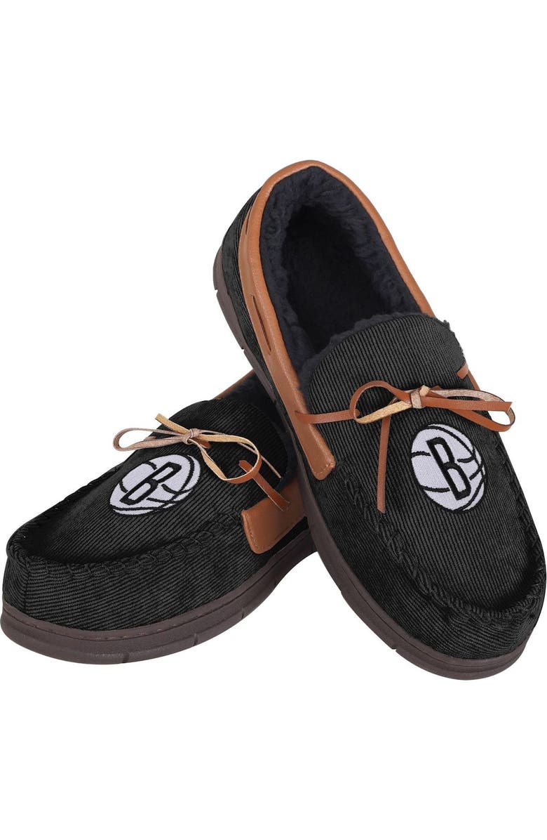 FOCO Men's FOCO Brooklyn Nets Corduroy Moccasin Slippers, Alternate, color,