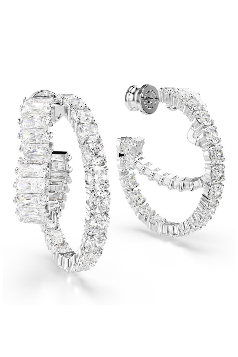 Matrix Heart Hoop Earrings, Alternate, color, WHITE
