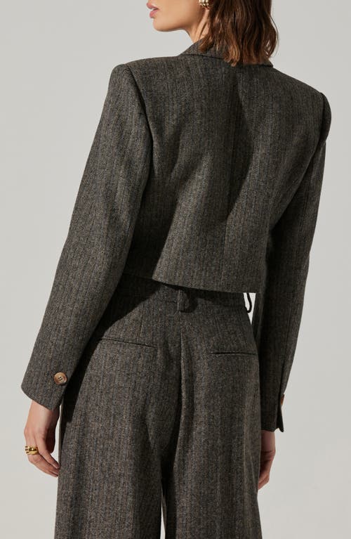 Astr The Label Dawson Herringbone Double Breasted Crop Blazer In Multi