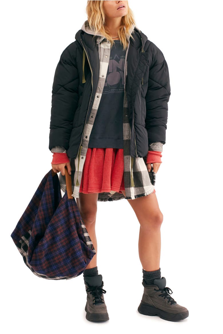 Hailey Hooded Puffer Jacket, Alternate, color, BLACK