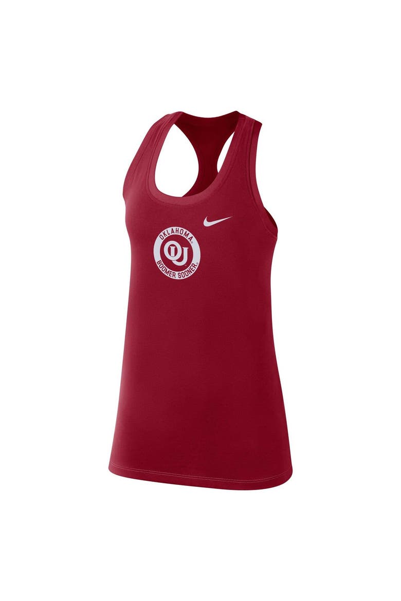 Women's Nike Crimson Oklahoma Sooners Modern Circle Racerback Tank Top, Alternate, color, Crimson